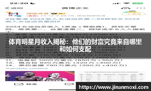 体育明星月收入揭秘：他们的财富究竟来自哪里和如何支配